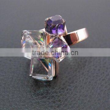 Korean Magic Cubic Zircon Exaggerated Gold Plated Luxury Ring Jewelry For Lady photo-5