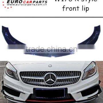 High quality w176 R style front lip spoiler in carbon for Bz A CLASS W176 A45 Style bumpers