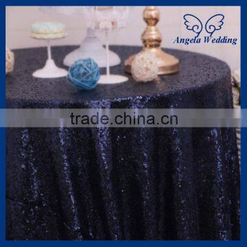 SN021DA round cheap shinny dark navy blue sequin table cloth