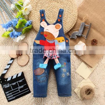 2015 Korean fashion kids denim bib overalls