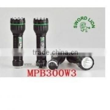 Plastic head & tail metal body flashlight