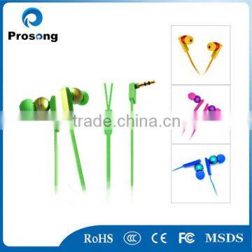 Top Quality Flat Cable Metal Earphone with Mic