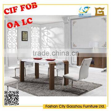 2016 new white high gloss and walnut veneer dining room dining table