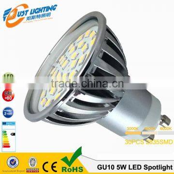 Chrome 3.5w 350lm 24smd 5050 Ra80 2700k 220v Gu10 Led Spotlight Dimmable photo-3