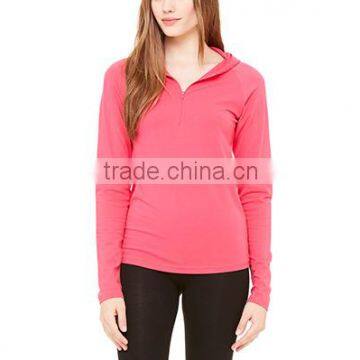 Wholesale New Material Design Lightweight Half Zipper Up Raglan Sleeve Women Hoodies