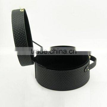 Black round PU leather jewelry box