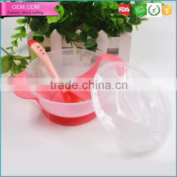 Reusable Plastic Dinnerware Baby Feeding Suction Bowl with Lids