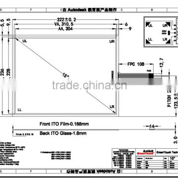 15 inch 5 Wire Resistive Touch Panel, 5 wire resistive touch screen, 5 wire touch screen ,5 wire touch panel kit