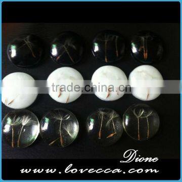 hot sell beautiful cabcohon in size 14/20/25mm ,round Dandelion resin cabochon