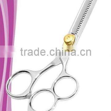 Novelty Thinning Scissors three finger 32 teeth 6.5 inch adjustable gold tension dial mirror finish