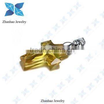 wuzhou factory price faceted cross colored zircon pendant