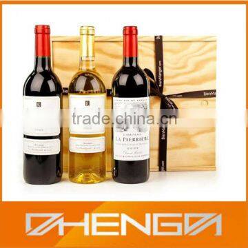 High Quality Customized China Manufacturer French Kressmann 3 Wine Bottles Gift Packaging Box (ZDW13-W025)