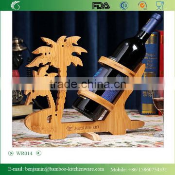 WR014/100% Bamboo Material Chinese Style Hot Sale Coco Shaped Folding Bamboo Wine Rack