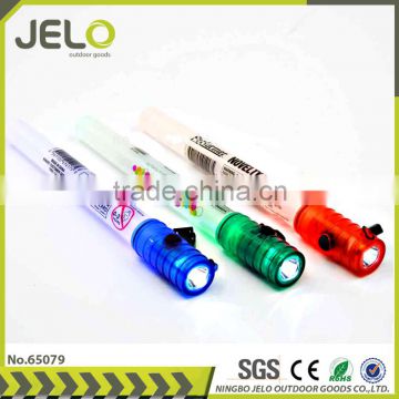 Ningbo JELO Hot sales Promotion Super Bright LED Glow Stick Plastic Torch RED GREEN BLUE YELLOW Whistle Survival Flashlight