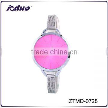 Women Fashion Pure Color Dial Silver Mesh Watches