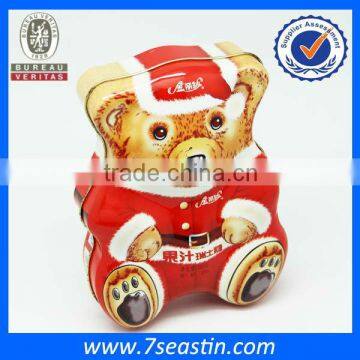 Christmas Gift Candy Chocolate Cookie Tin Can Packaging Tin Box With Funny Bear Shaped