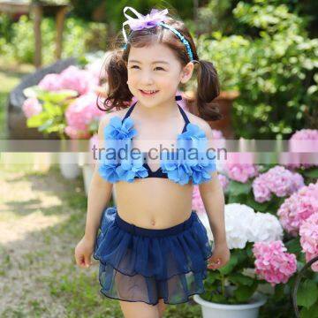 Manufacturer direct stereo flowers for girls baby swimming dress fission bikini bathing suit children's hot spring bathing suit