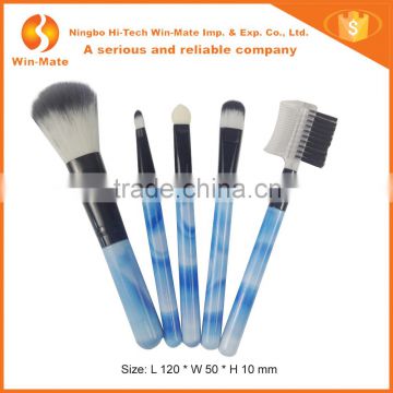 5pcs advantage romantic nylon hair skype blue plastic handle rhinestone makeup brush set