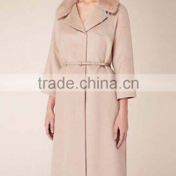 100%Cashmere Winter Coat With Fox Fur