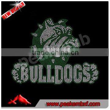 Hot fix crystal bulldogs rhinestone transfer motif iron ons for clothing wholesale price