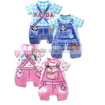 New Summer Baby Girl Romper Baby Boys Clothes Hello Kitty Cat Panda Dot Strap Short-sleeved One Pieces Jumpsuit Clothing photo-3