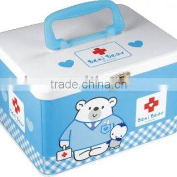 Mini household cartoon handle portable tin box