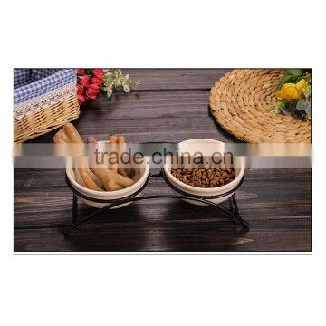 Promotional Wholesale Double Pet Food Bowl Cartoon Ceramic Pet Bowl photo-2