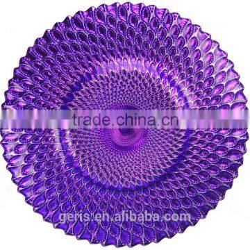 GRS Hot Sale Purple glass charger plates for Wedding or Party