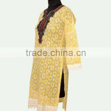 Long Cotton Embroidery Kurti photo-2