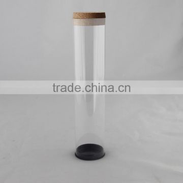 Clear PET plastic tube for perfume bottle with wooden lid