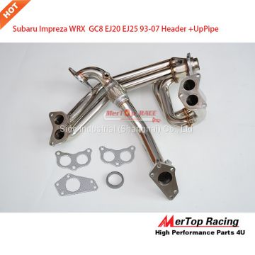 Mertop 1993-2007 Subaru Impreza WRX Exhaust Header+ UpPipe for GC8 EJ20 EJ25