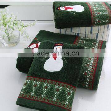 High Quality Cotton Bath Towel Set With Santa Pattern photo-2
