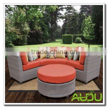 Orange Cushion Grey Rattan Lightweight Sofa Sets