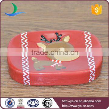 China Supplier Lovely Red Nose Rudolph Embossed Ceramic Christmas Bath Set photo-3