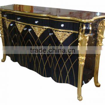 Louis XVI Style Neoclassical Buffet Table Set, White Ornate Buffet and Mirror Set With Tidy Line photo-5