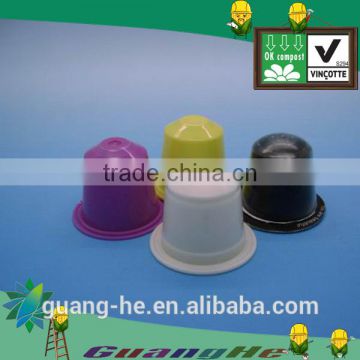 PLA plastic nespresso coffee/cafe capsules packing cups, biodegradable non-toxic packaging for coffee