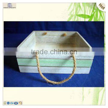Factory Price Slotted Handles Wooden Storage Tray photo-2
