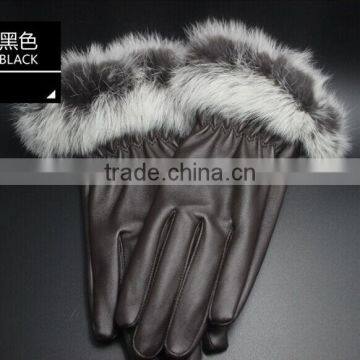 2015 Fashion Winter Leather Gloves Women Fur Gloves Ladies Leather Gloves photo-4