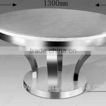 Stainless Steel Base Round Dining Table With Marble Top photo-4