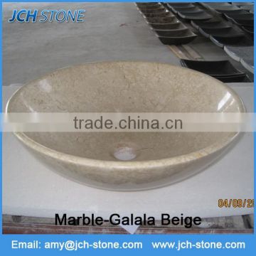 Top quality beige marble round wash basin