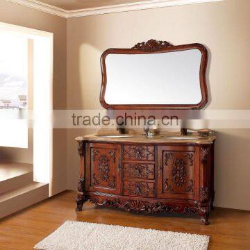 American style vanities bathroom,Hand carved wood bath cabinet,Traditional vanity unit mirror cabinet(BF08-4135)