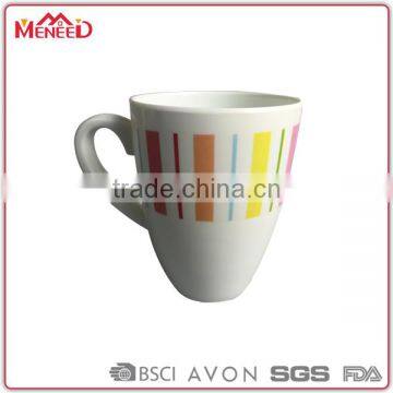 Good quality wholesale colorful strips printing round eco friendly melamine custom printed coffee mugs