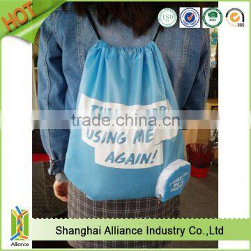 Custom RPET polyester drawstring sling bag with foldable pouch