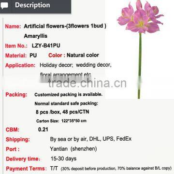 High Quality Artificial Flowers Amaryllis 3 Flowers--1bud for Party photo-2