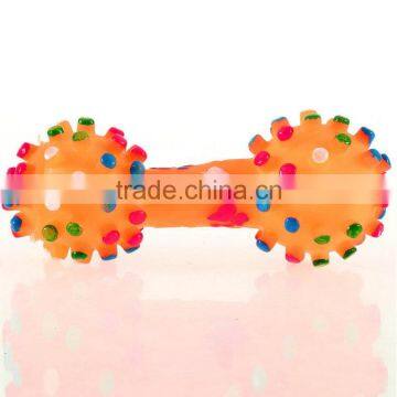 Hot Sale!! 2015 Christmas Gift Pet Supplies Pet Dog Cat Puppy Colorful Sound Polka Dot Squeaky Rubber Dumbbell Chewing Toy photo-4