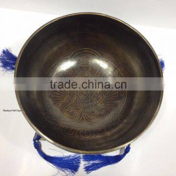 High Quality Shakyamuni Buddha And Mantra Carved Tibetan 7 Metal Meditation Singing Bowl photo-3