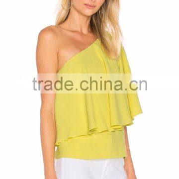 One Shoulder Ruffle Top Latest Saree Blouse Designs for Women Summer Tops photo-3