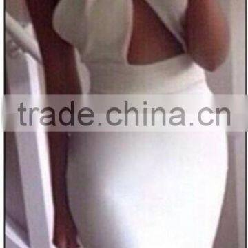 White Black Halter Keyhole Backless Sexy Bodycon Women's HL Bandage Dress Hot Cocktail Party Slim Dress