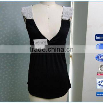 Hot Sale Knitted Fashion Beading Ladies Red Tank Top photo-2