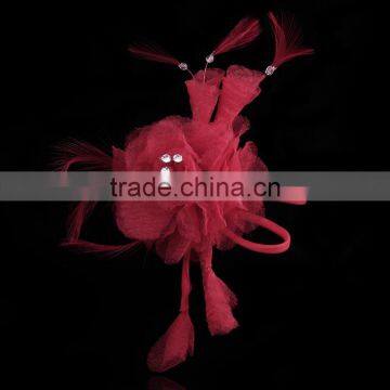 High-grade Feather Flower Hair Clip Fabric Flower Brooch Wedding Dress Flowers Corsage Pin photo-3